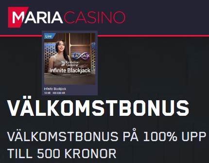 Du kan spela Live Infinite Blackjack på Maria Casino!