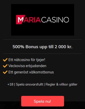 Spela Free Bet Blackjack nu hos Maria Casino!