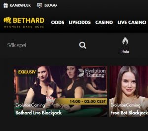 Spela exklusiv Live Blackjack på Bethard!